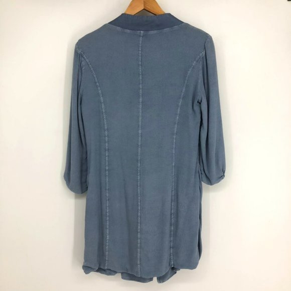 ELISA CAVALETTI Slate Blue Slouchy Jersey Buttoned Long Overcoat NWT crepe SP - Picture 5 of 16
